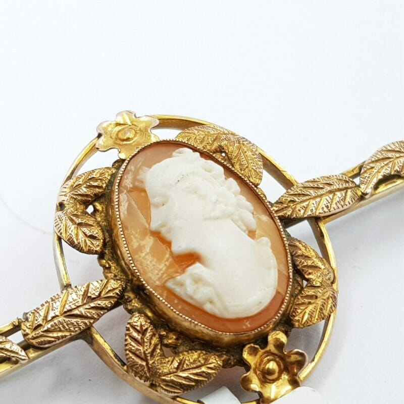 9ct Yellow Gold Art Nouveau Cameo Brooch #14184