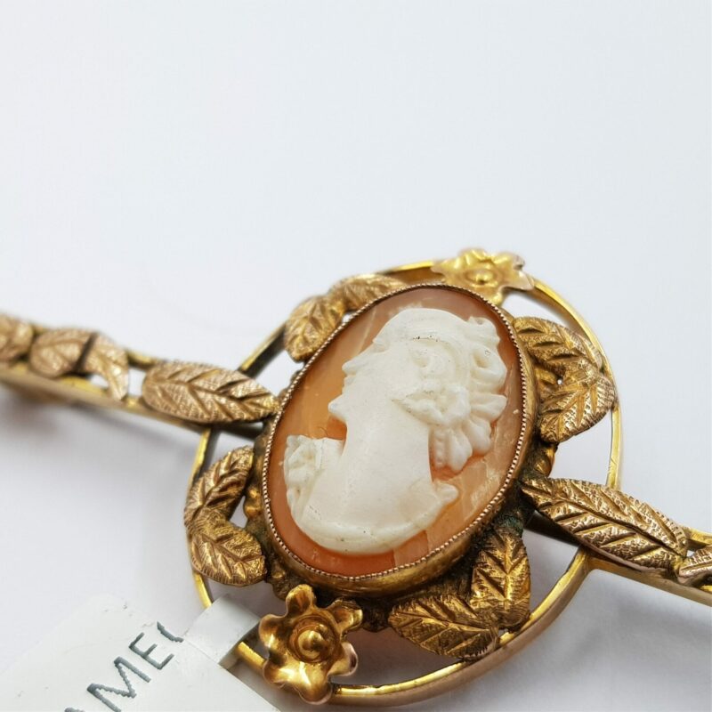 9ct Yellow Gold Art Nouveau Cameo Brooch #14184