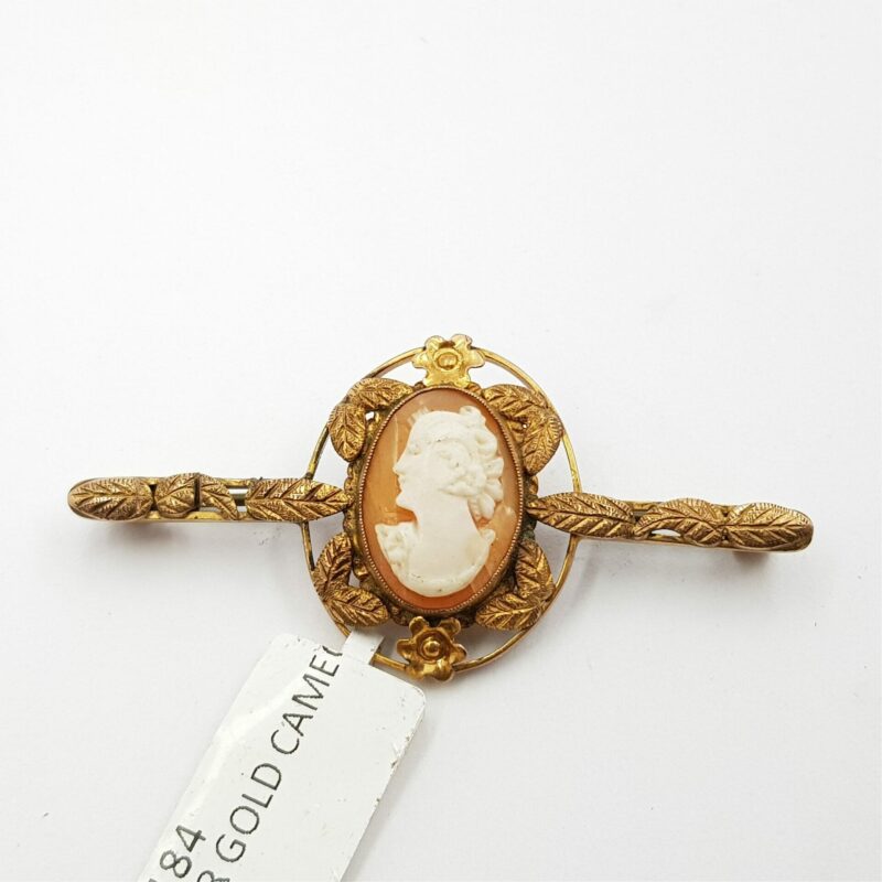 9ct Yellow Gold Art Nouveau Cameo Brooch #14184