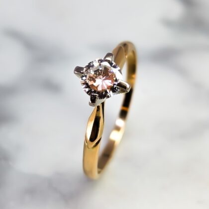 18ct Yellow Gold Diamond Solitaire Engagement Ring 0.43ct - Size M - Val $4710 #1243