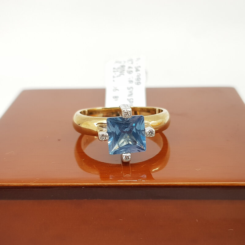 9ct Yellow Gold Spinel CZ Cocktail Ring Size O #54999