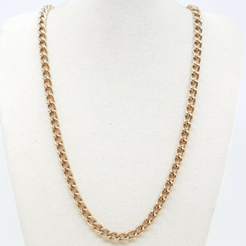 Vintage 9ct Rose Gold Rounded Curb Link Chain Necklace 52.0gr 56cm #55902