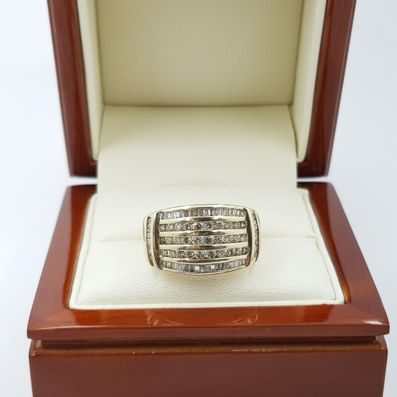 9ct Yellow Gold Men's 1.39ct TDW Diamond Channel Ring Val $6000 Size T #54404