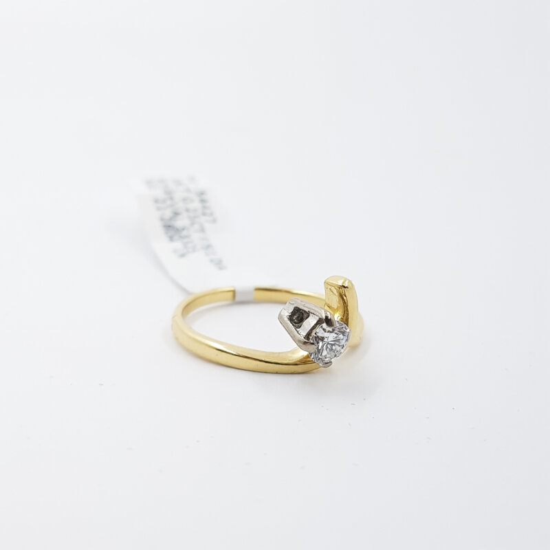 18ct Yellow Gold Artisitc Solitaire Diamond Ring Size L Val $3325 #54427