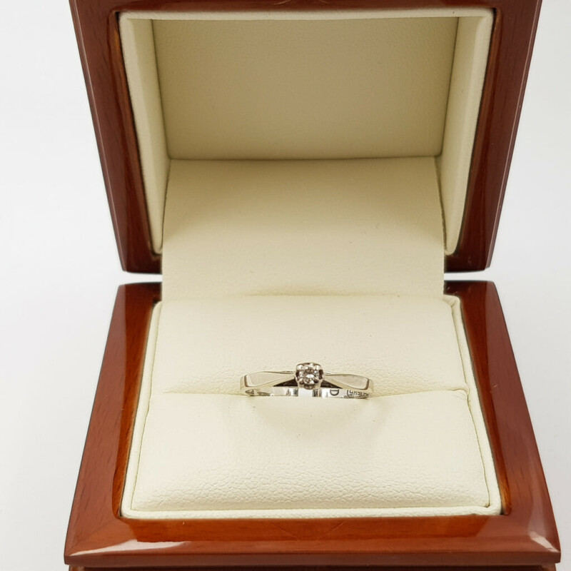 14ct White Gold Solitaire Round Brilliant Diamond Ring Size K 585 #2060