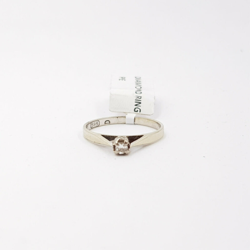 14ct White Gold Solitaire Round Brilliant Diamond Ring Size K 585 #2060