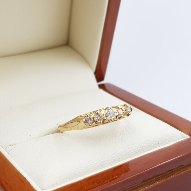 18ct Yellow Gold 0.50ct TDW Diamond Vintage Style Ring Val $2350 Size N #1809428