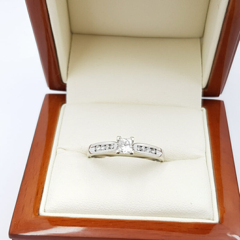 18ct White Gold 0.48ct Diamond Engagement Ring Val $3900 Size T #53959