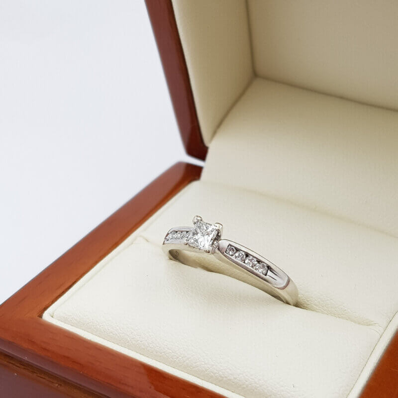 18ct White Gold 0.48ct Diamond Engagement Ring Val $3900 Size T #53959