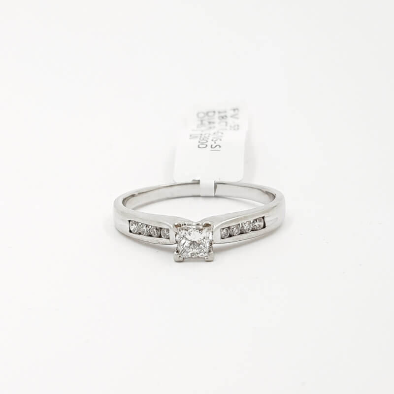 18ct White Gold 0.48ct Diamond Engagement Ring Val $3900 Size T #53959