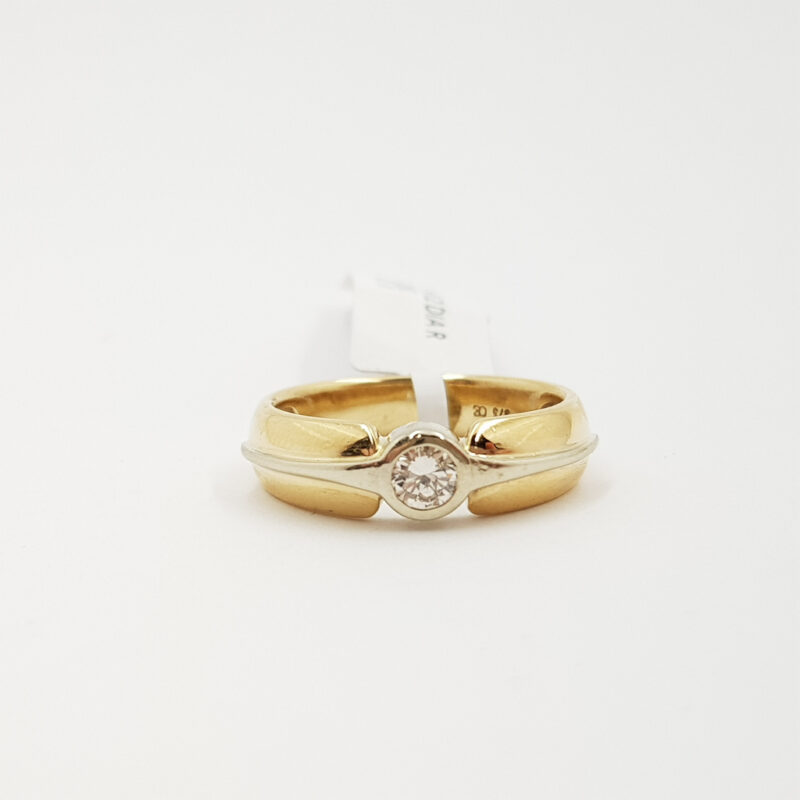 9ct Two Tone Yellow Gold Solitaire Diamond Ring Size N Val $2850 #56016