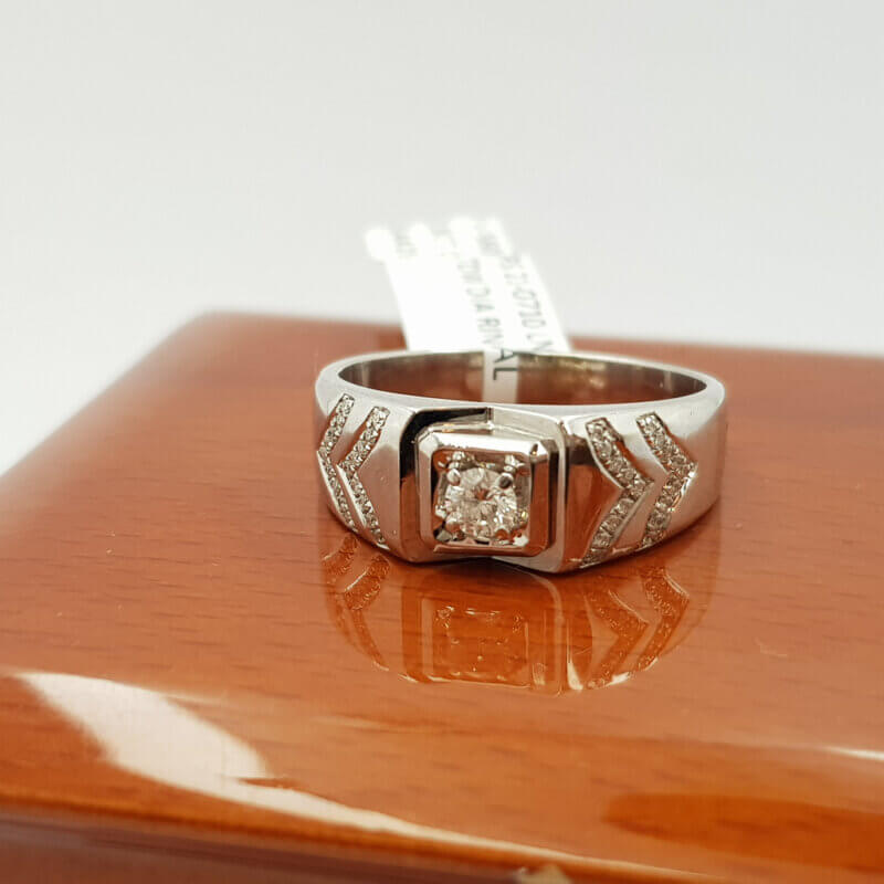 18ct White Gold Diamond Signet Ring Val $4425 Size U #56062