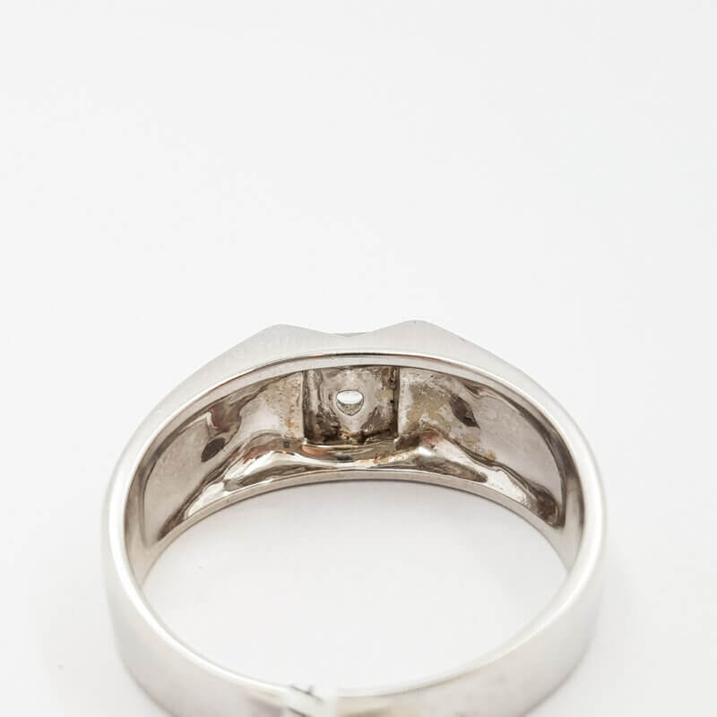 18ct White Gold Diamond Signet Ring Val $4425 Size U #56062