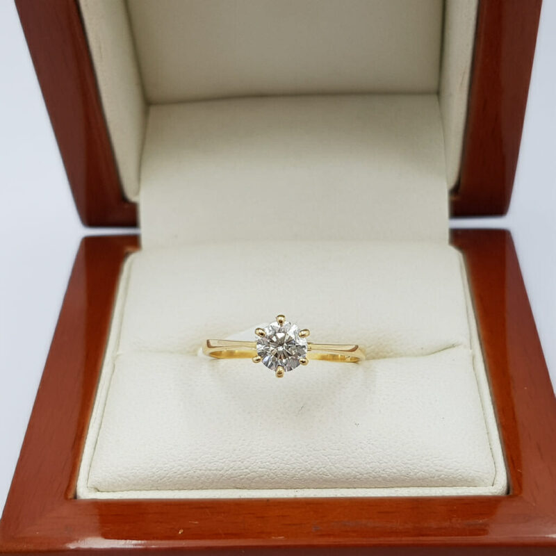 18ct Yellow Gold Solitaire 0.50ct Diamond Engagement Ring Size L 1/2 #55438