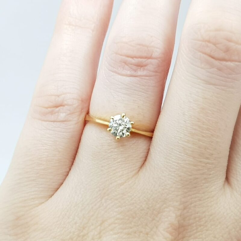 18ct Yellow Gold Solitaire 0.50ct Diamond Engagement Ring Size L 1/2 #55438