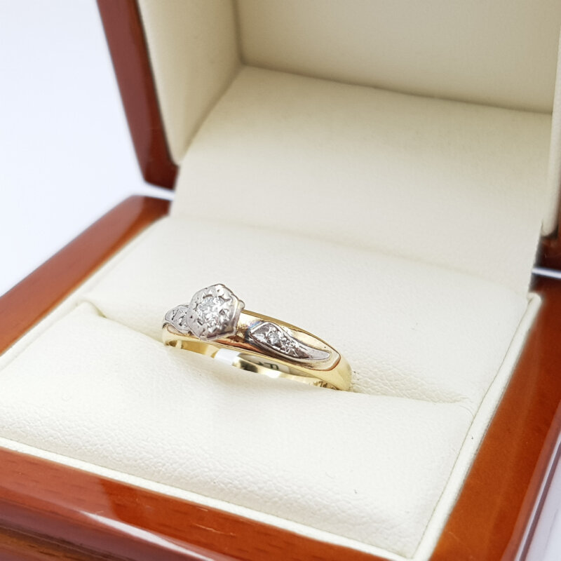 Vintage 18ct Yellow Gold Platinum Diamond Ring Size L 1/2 #19190