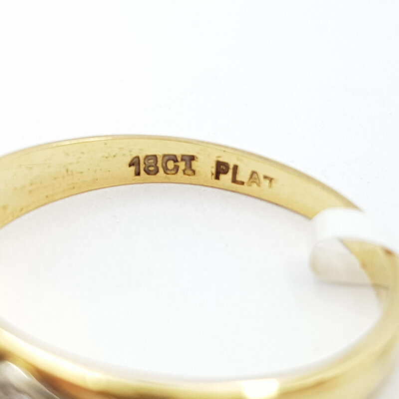 Vintage 18ct Yellow Gold Platinum Diamond Ring Size L 1/2 #19190