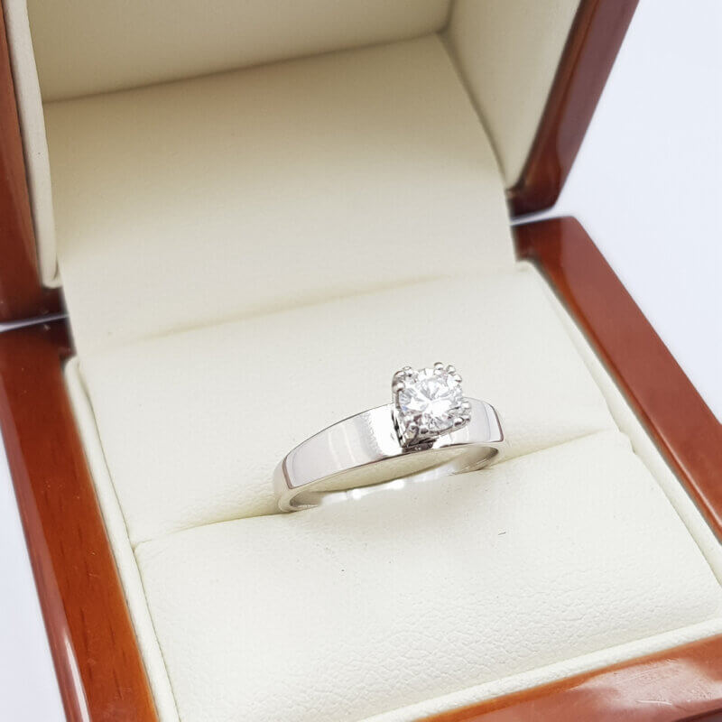 18ct White Gold 0.43ct Diamond Solitaire Ring Size N 1/2 Val $3750 #56484