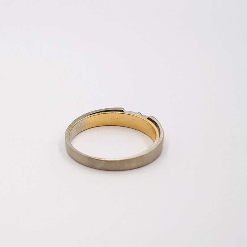 18ct Matte White Gold Diamond Ring 750 Size N 1/2 #57754