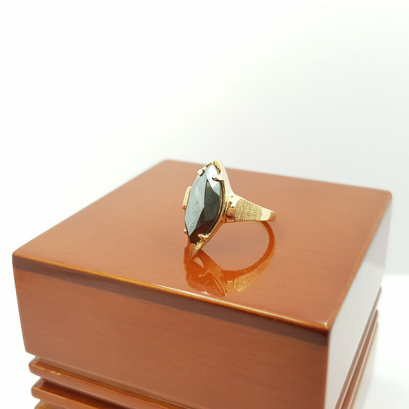 10ct Yellow Gold Marquise Hematite Stone Ring Size K 1/2 #59191 10ct Yellow Gold Marquise Hematite Stone Ring Size K 1/2 #59191 - Image 5