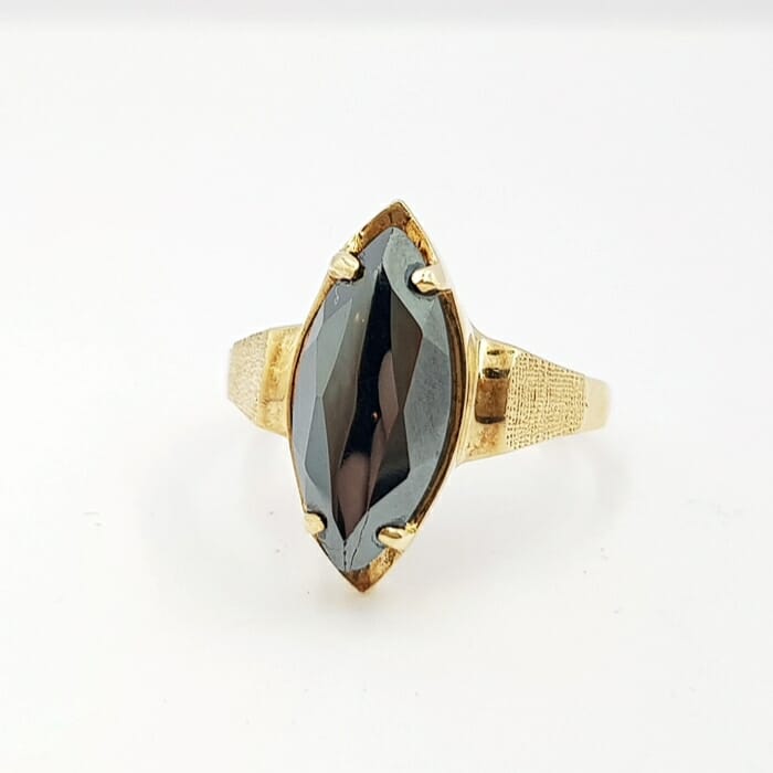 10ct Yellow Gold Marquise Hematite Stone Ring Size K 1/2 #59191 10ct Yellow Gold Marquise Hematite Stone Ring Size K 1/2 #59191 - Image 6