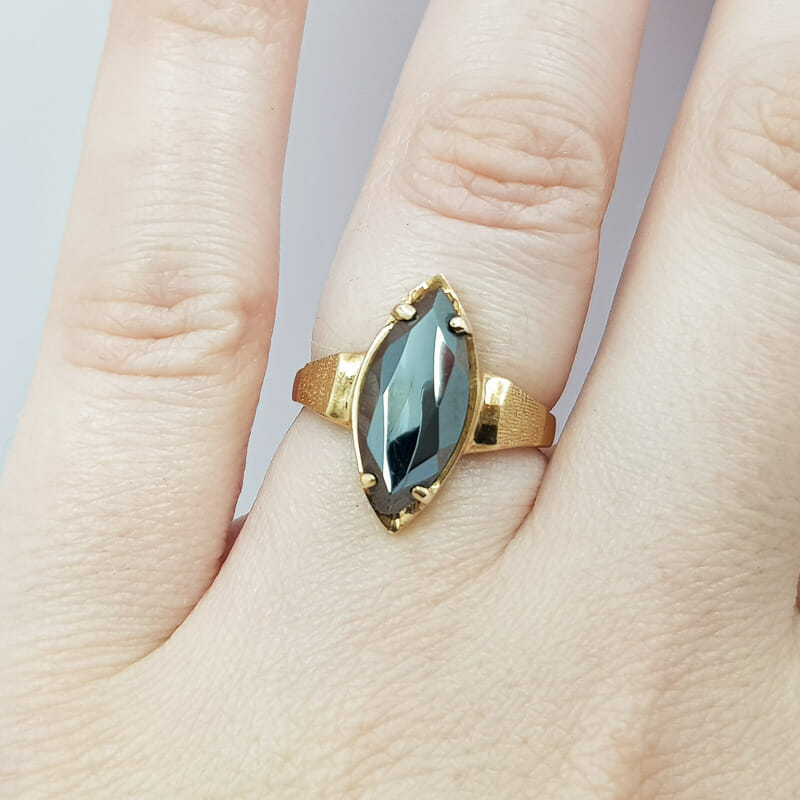10ct Yellow Gold Marquise Hematite Stone Ring Size K 1/2 #59191 10ct Yellow Gold Marquise Hematite Stone Ring Size K 1/2 #59191 - Image 11