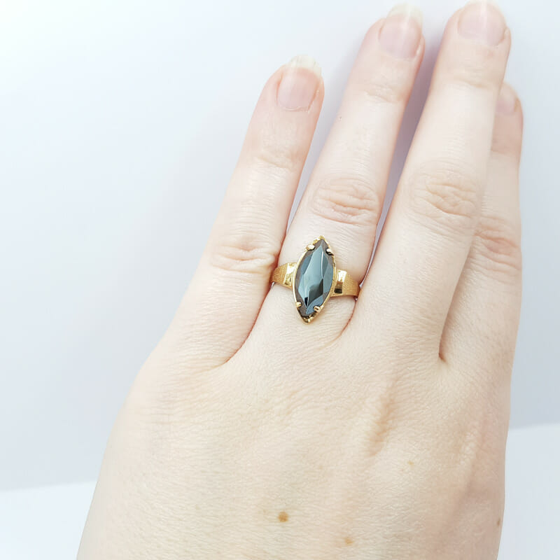 10ct Yellow Gold Marquise Hematite Stone Ring Size K 1/2 #59191 10ct Yellow Gold Marquise Hematite Stone Ring Size K 1/2 #59191 - Image 13