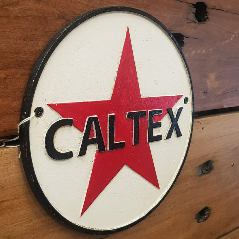 Caltex Fuel Star Circle Cast Iron Sign 24cm #59140