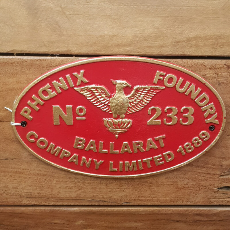 Phoenix Foundry Ballarat Locomotive Cast Iron Plaque Sign Vintage Style #59160