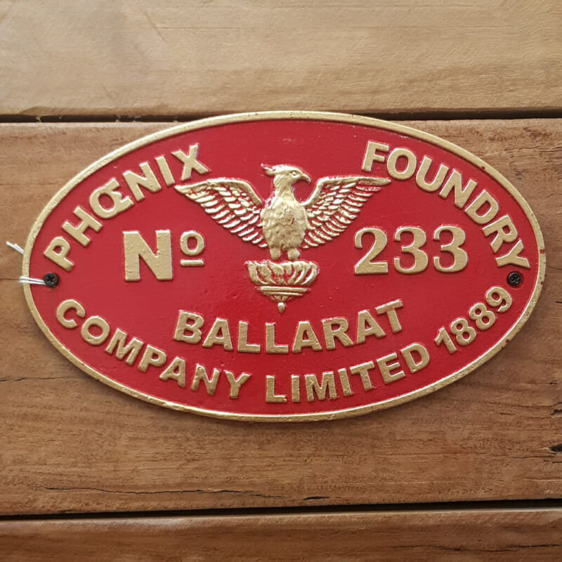 Phoenix Foundry Ballarat Locomotive Cast Iron Plaque Sign Vintage Style #59160