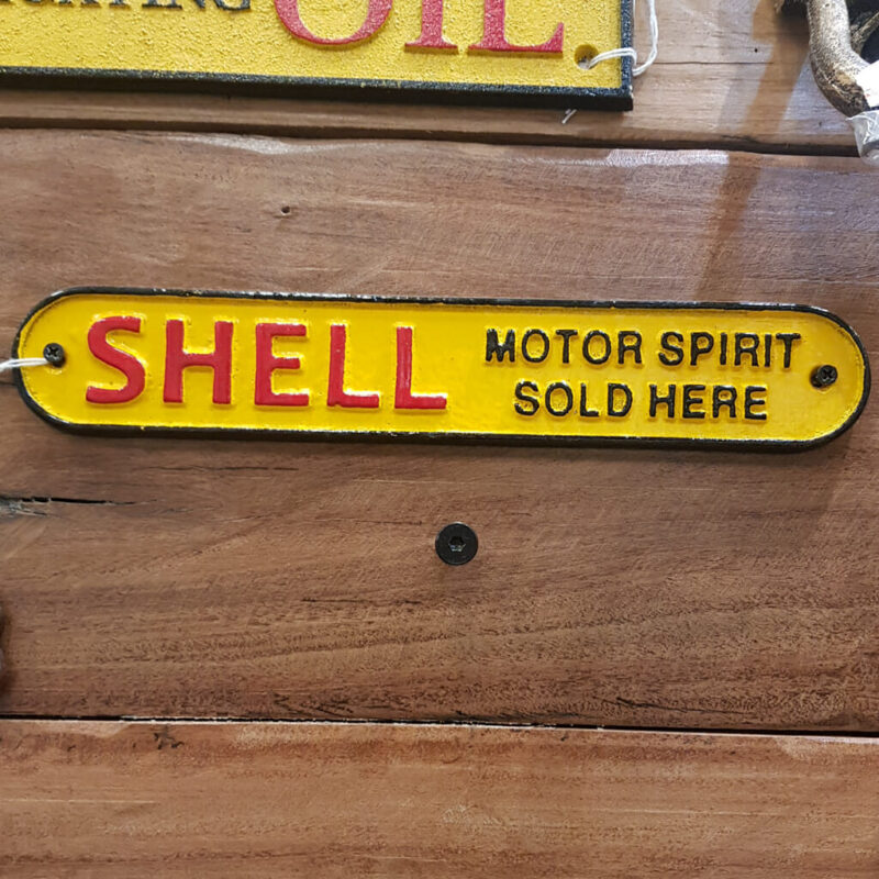 Shell Motor Spirit Oil Sold Here Cast Iron Plaque Sign Vintage Style #59129