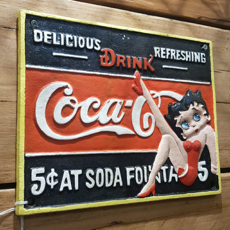 Drink Coca-Cola Betty Boop Cast Iron Advertising Sign Plaque #59134