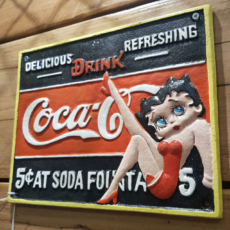 Drink Coca-Cola Betty Boop Cast Iron Advertising Sign Plaque #59134