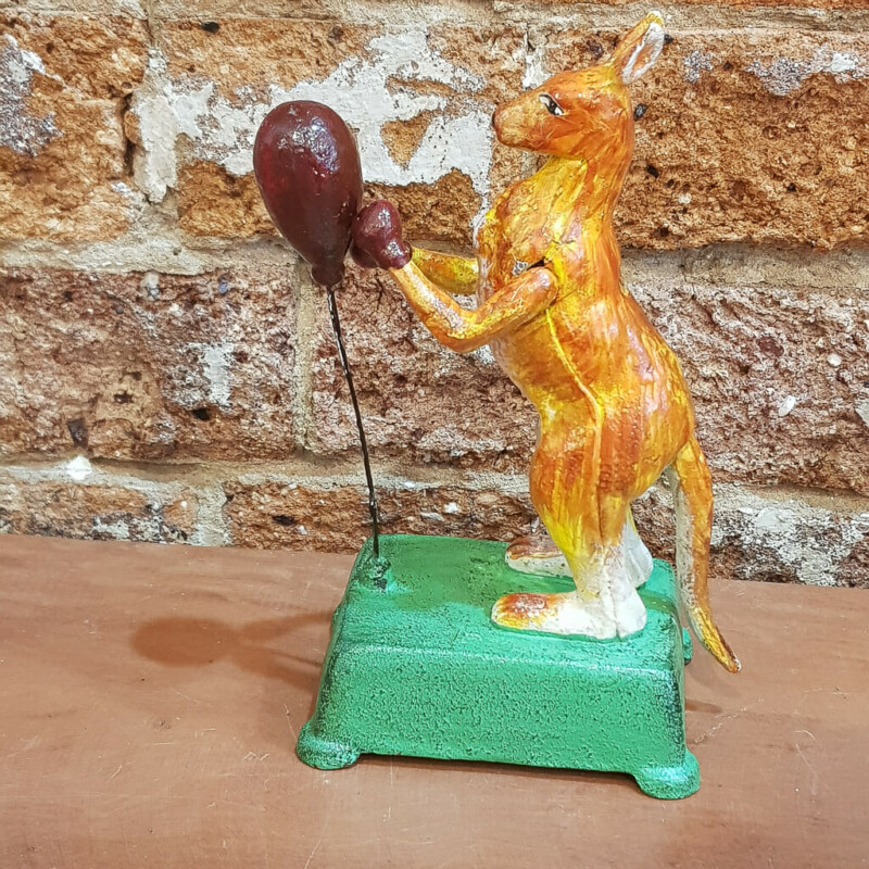 Australian Boxing Kangaroo Cast Iron Figurine (Moving Hands) 20cm #59624