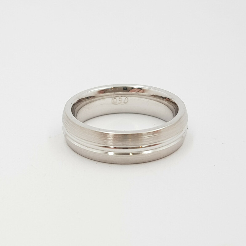 18ct Brushed Finish White Gold Ring Band Size J #9803