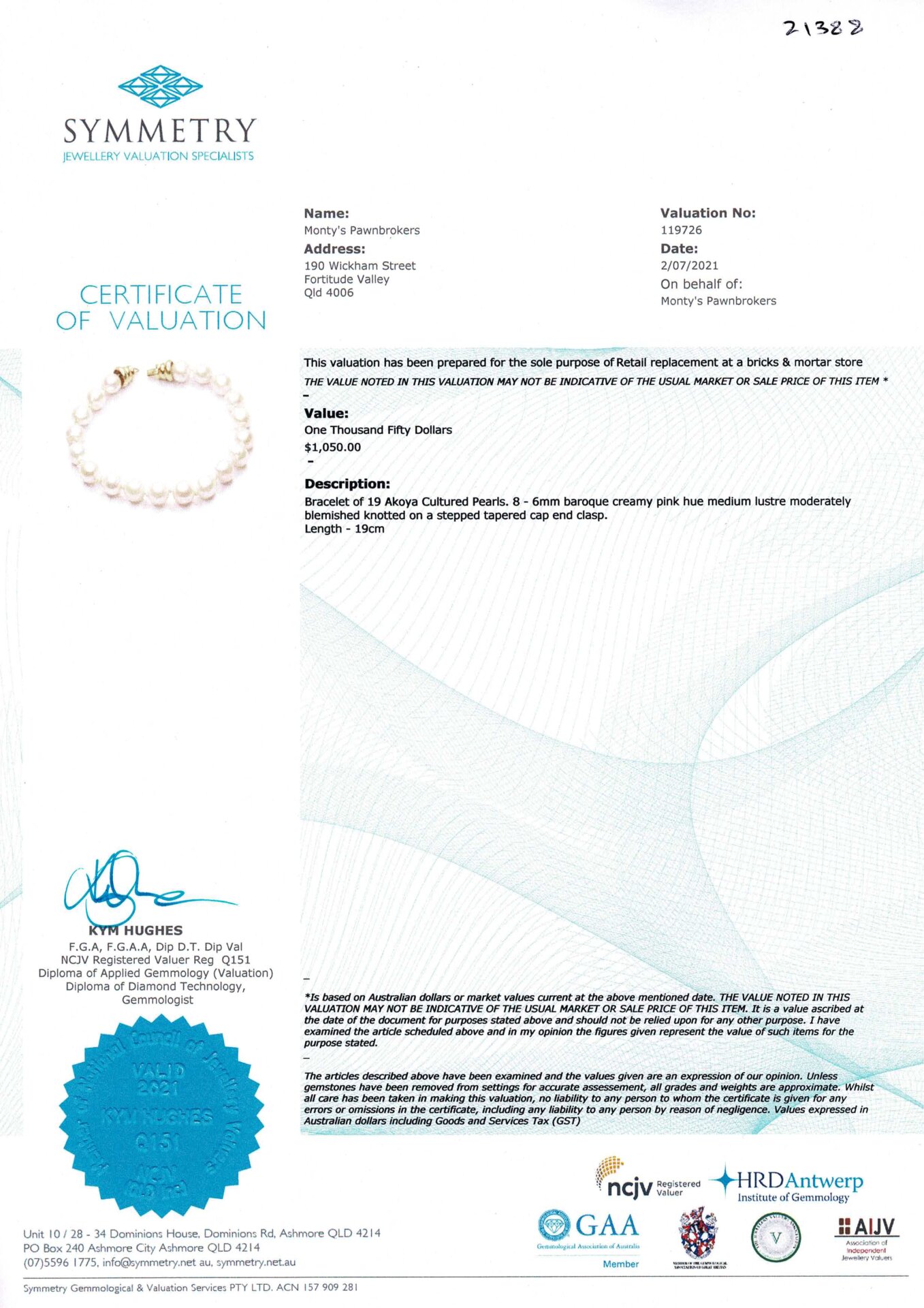 18ct Yellow Gold & Akoya Baroque Pearl Bracelet Val $1050 19cm #21388 18ct Yellow Gold & Akoya Baroque Pearl Bracelet Val $1050 19cm #21388 - Image 3