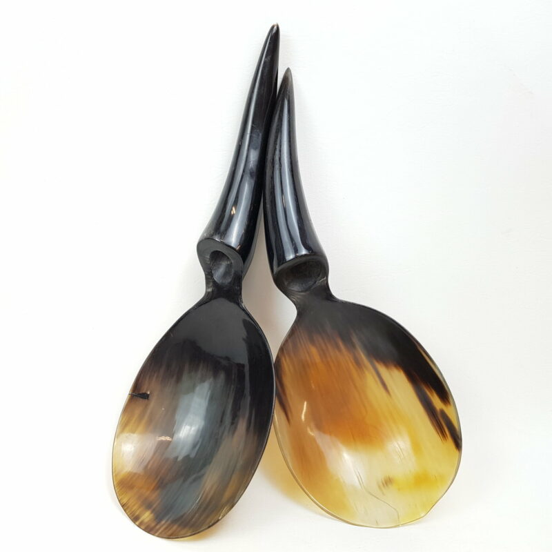 Carved Buffalo Horn Spoon Pair (a/f) #36935