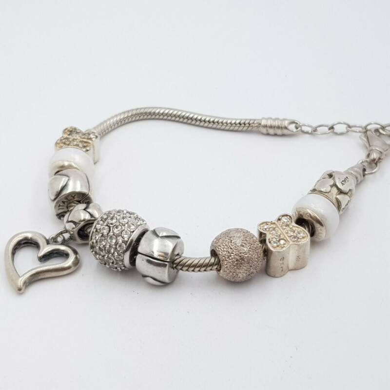 Sterling Silver Bacio Charm Bracelet with 10 Charms 18.5cm #39503