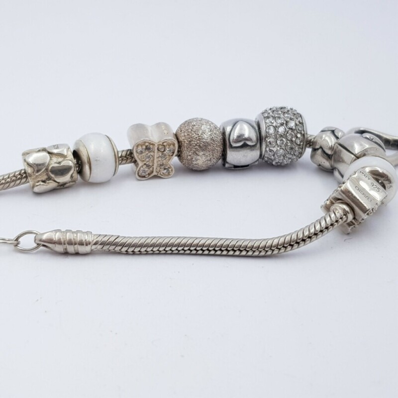 Sterling Silver Bacio Charm Bracelet with 10 Charms 18.5cm #39503