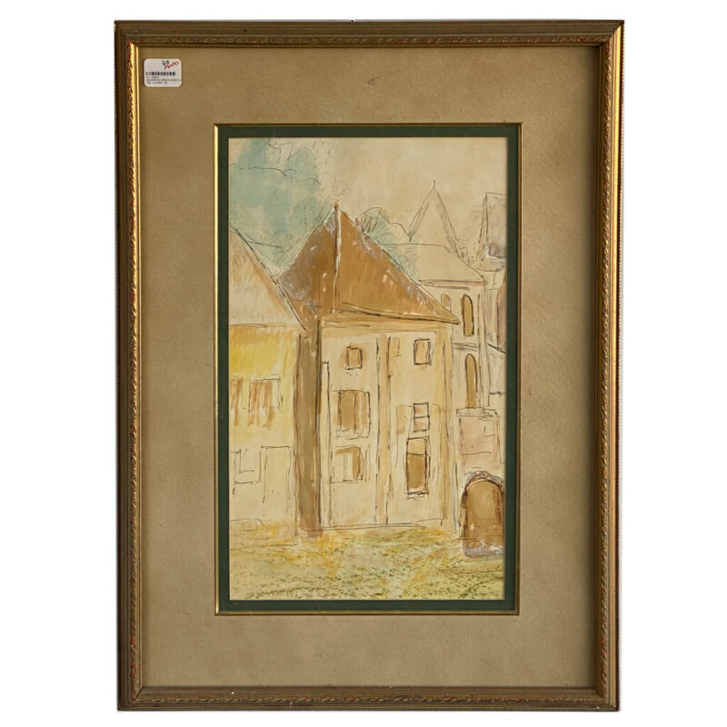 Desiderius Orban (1884-1986) Watercolour & Pen on Paper Painting #49628