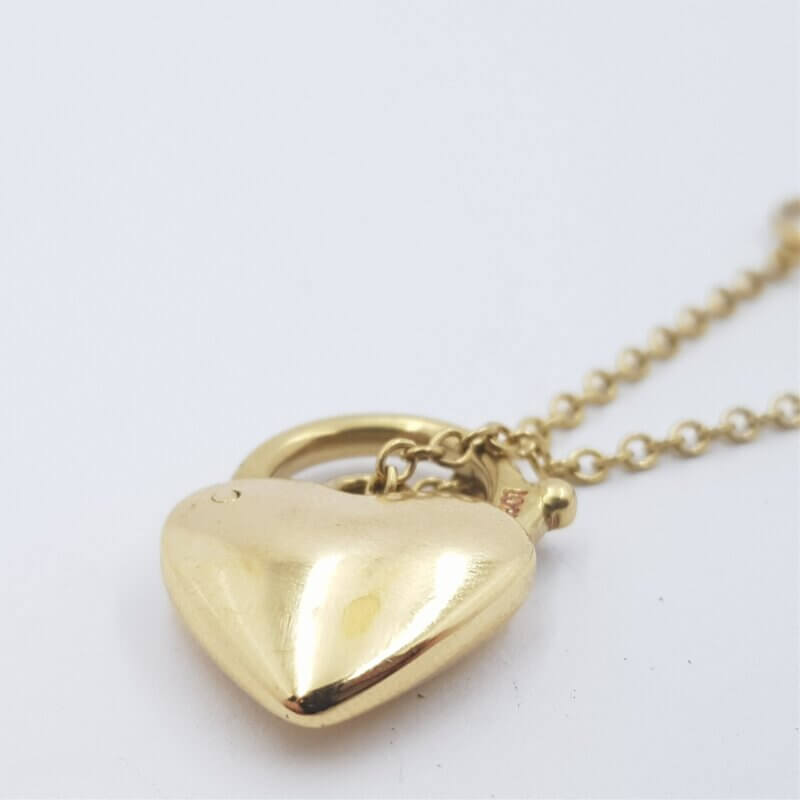 18ct 6.4gr Yellow Gold Heart Padlock Clasp #52439