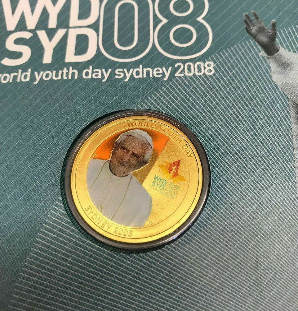 2008 $1 Uncirculated Coloured Coin (Stamp & Envelope): World Youth Day (Pope Benedict XVI) #40964