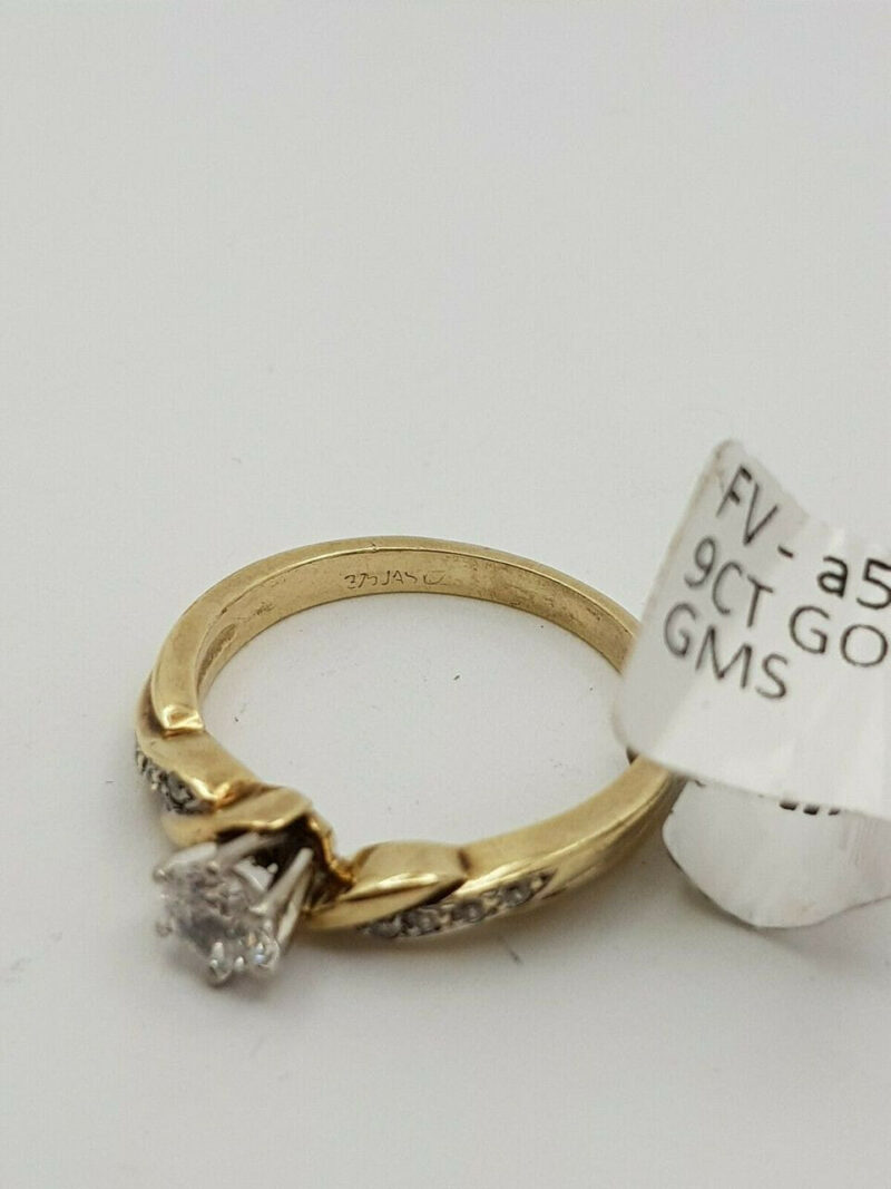 9CT/9K Yellow Gold Cubic Zirconia Ring Size L1/2 2.9gr #A504730