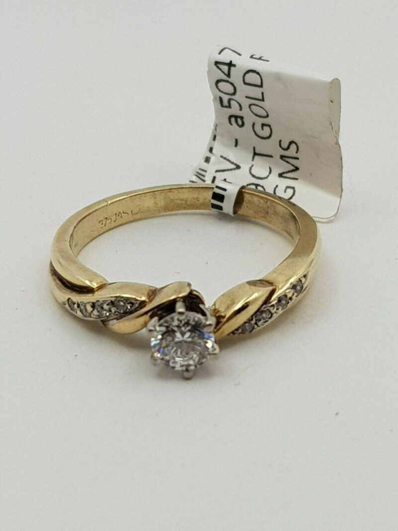 9CT/9K Yellow Gold Cubic Zirconia Ring Size L1/2 2.9gr #A504730