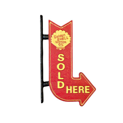 Golden Shell Motor Oil Sold Here Cast Iron Garage Wall Sign