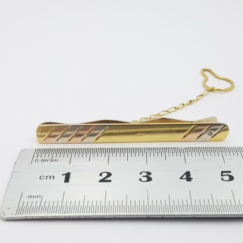 18ct Yellow White & Rose Gold Diamond Tie Pin #6977