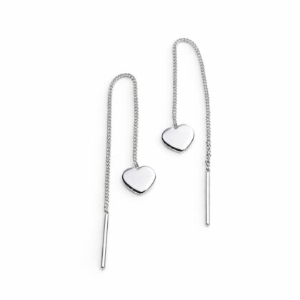 Italian Dangling Love Heart Earrings - Sterling Silver #54464
