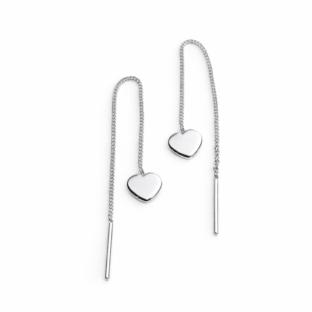 Italian Dangling Love Heart Earrings – Sterling Silver #54464