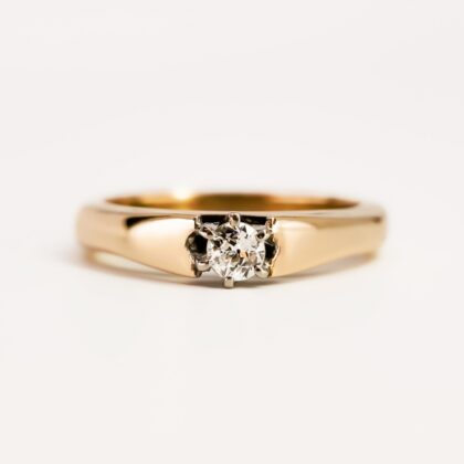 18ct Yellow Gold 0.18ct Round Diamond Solitaire Ring - Size N - Val $3450 #5317