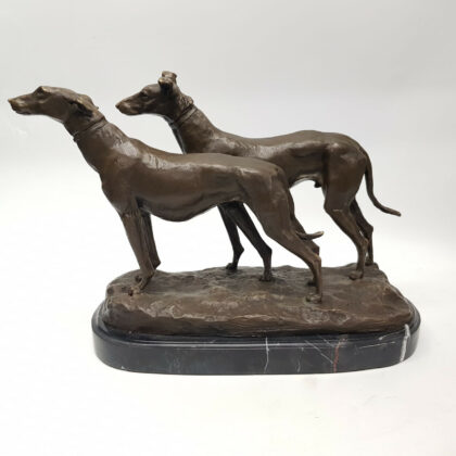 BRONZE GREYHOUND DOG STATUE CHIENS LEVRIERS EMMANUEL FREMIET (1824-1910) #50328